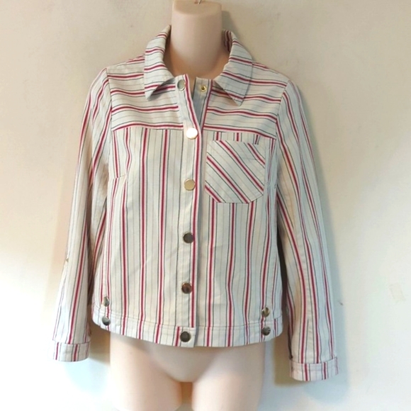 Chico's Striped Bi-Stretch Jacket - Picture 5 of 16